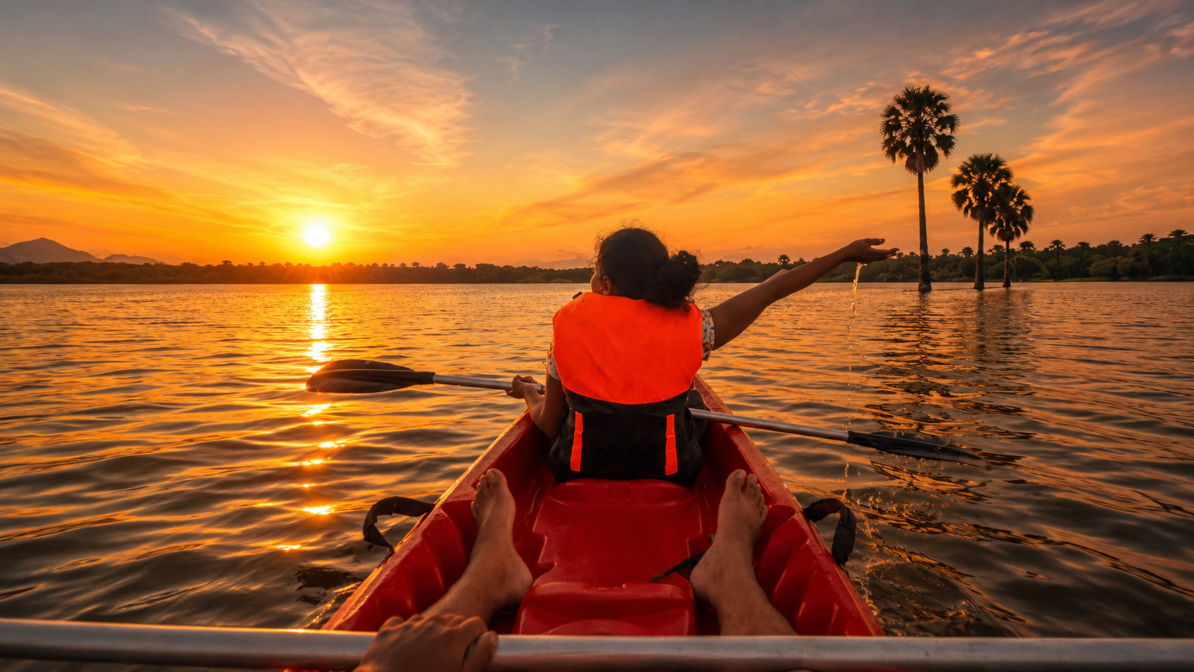 sunset kyaking